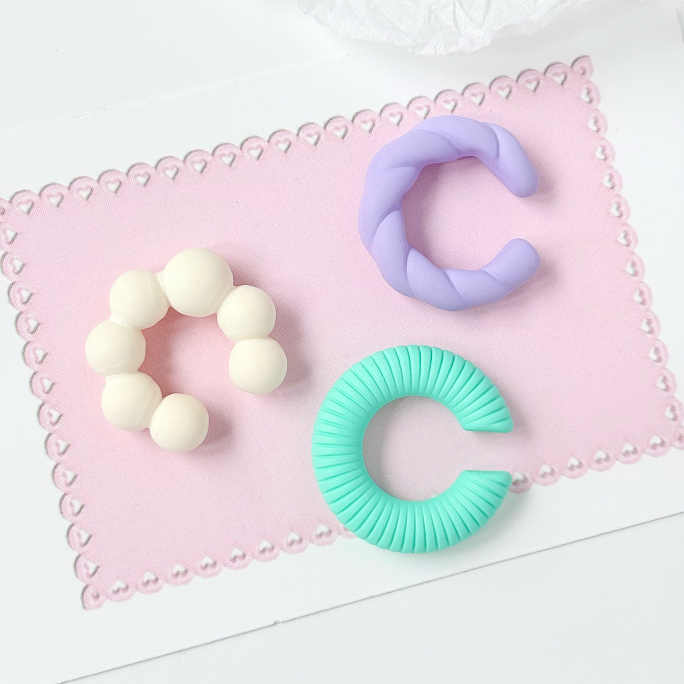 3pcs Candy Colored C Ear Clips for Women